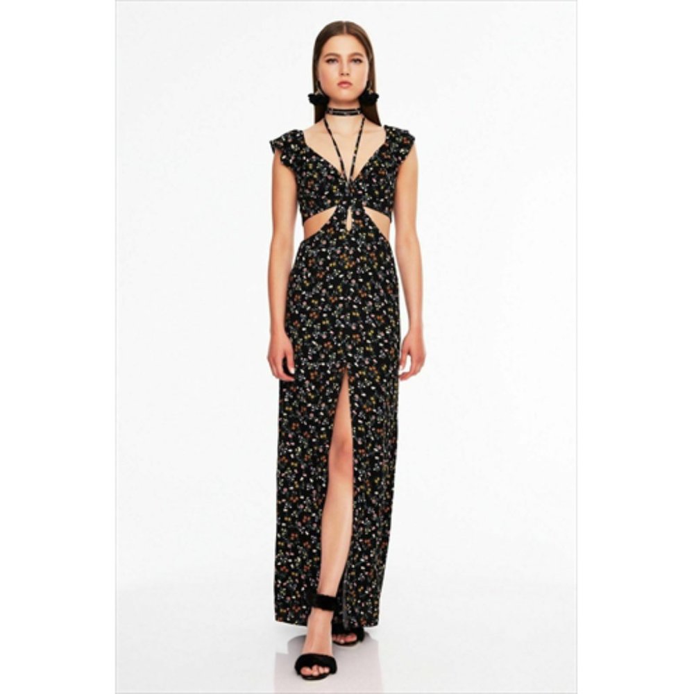 AFRM NEW Alya Maxi Dress Noir Petite Fleur
